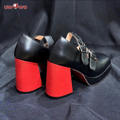 UWOWO  Game Zenless Zone Zero Cosplay /ZZZ Cosplay Ellen Joe Maid Cosplay Shoes Black Red High Heel Shoes Size 35-45