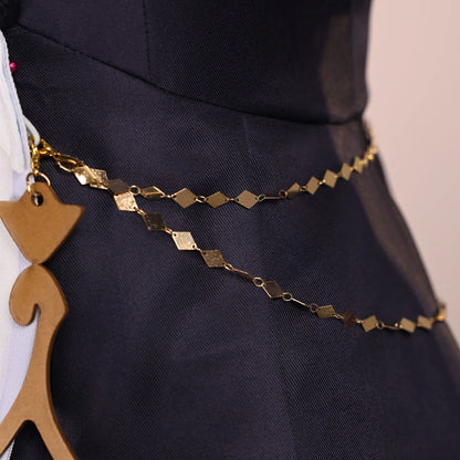 Genshin Impact Rhinedottir Naberius Cosplay Costume Dress Wig Uniform Headwear Four Shades Halloween Party for Women Girls Prop