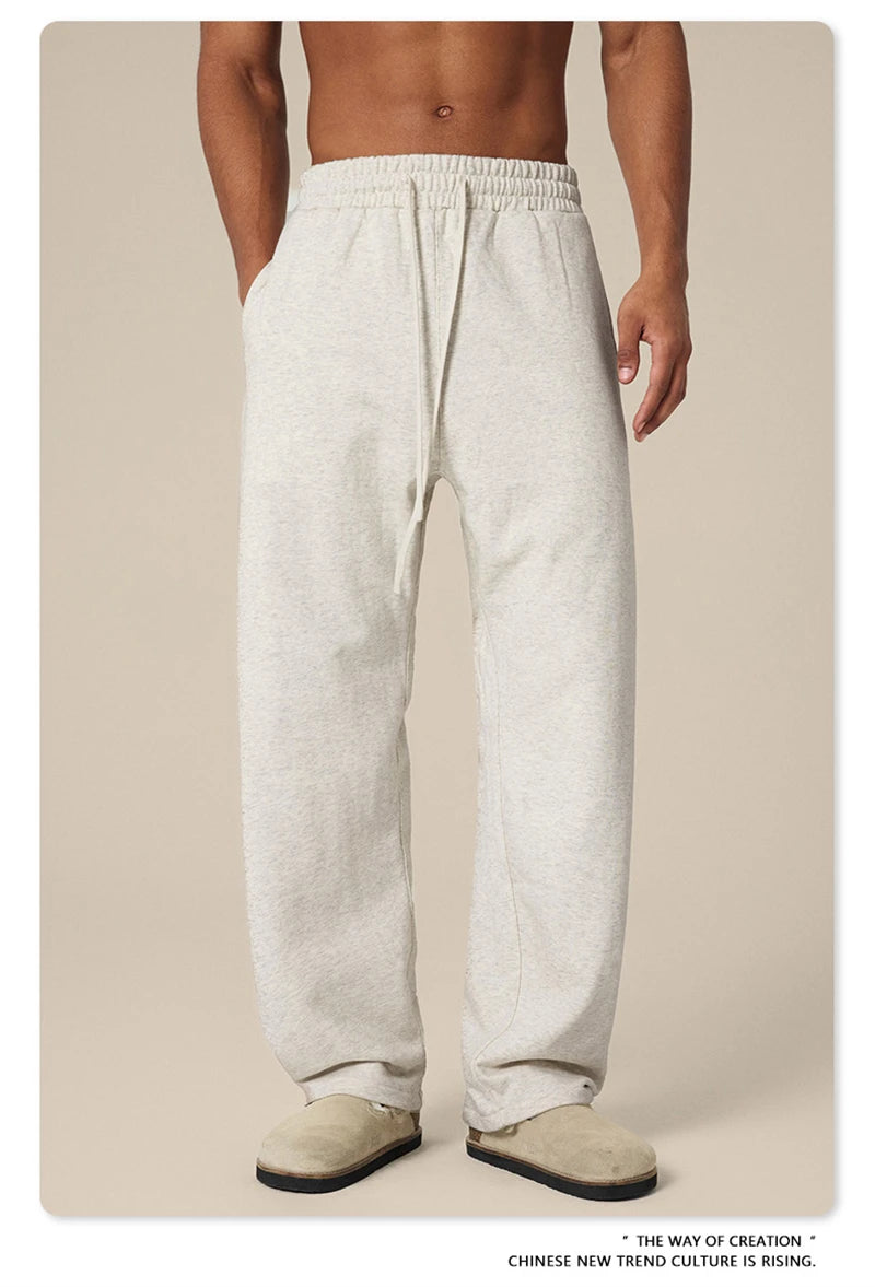 ZODF New 2025 Autumn Men's 445GSM Sweatpants Unisex High Street Soft Knitted Straight Pants Brand Streetwears Tracksuits HY0382