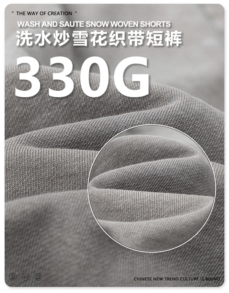 ZODF New Men Fire Snowflake Washed 330gsm Shorts Unisex High Street Summer Distressed Sport Cotton Shorts HY1028