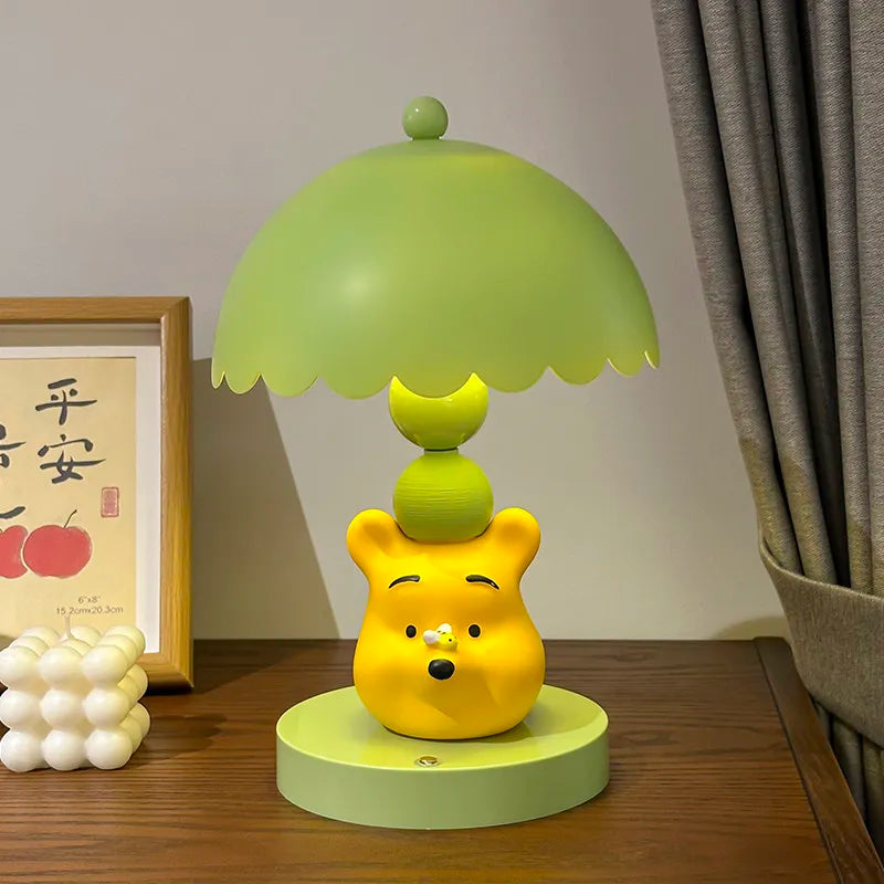 Cute Disney Winnie Pooh Bedroom Bedside Lamp Anime Figure Table Lamp USB Plug 3 Color Dimming Living Room Study Atmosphere Light