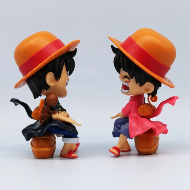 13cm One Piece Anime Figure Sitting Laughing Luffy Action Figures Kawaii Sanji Zoro Figurine Room Car Ornaments Collection Toys