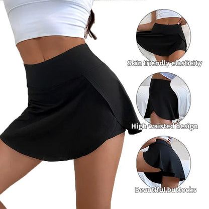 High Waist Women’s Sports Culottes Yoga Fitness Tennis Running Skirt Quick Dry Anti-Light Lining