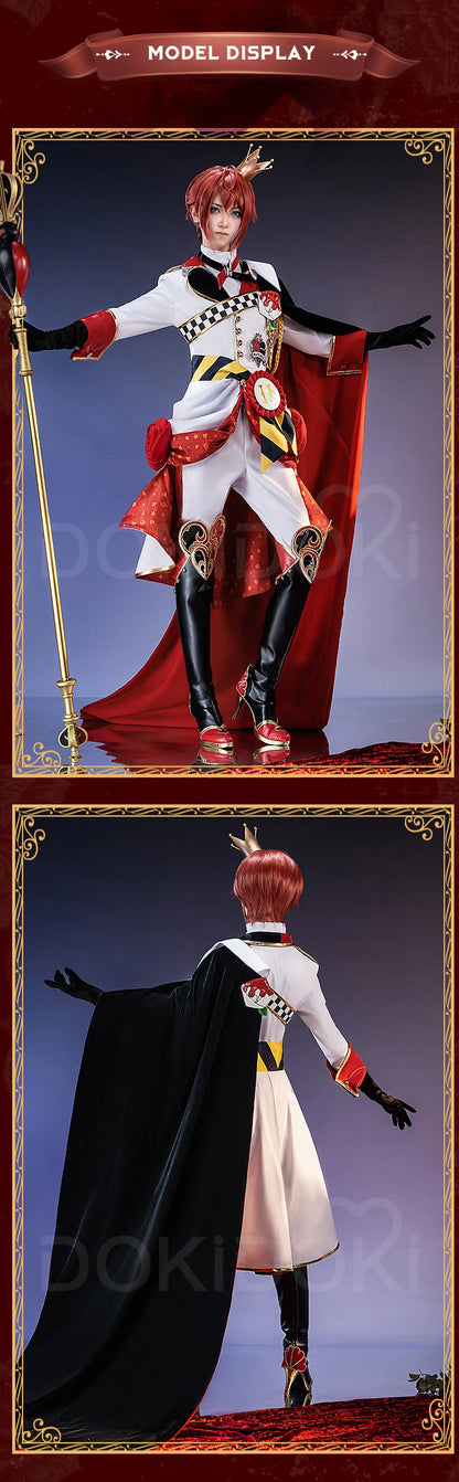 Riddle Cosplay Costume Anime【S-3XL】DokiDoki-SR Men Red King Uniform Halloween Riddle Rosehearts Cosplay Crown Plus Size