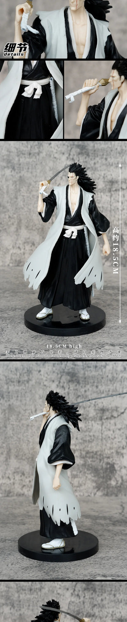 18.5cm Bleach Anime Hitsugaya Toushirou Zaraki Kenpachi Kurosaki Ichigo Action Figure Collectible Model Toys Japanese
