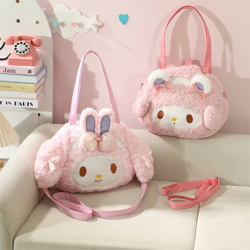 Sanrio Cinnamoroll Shoulder Bag Multipurpose Handbag Kawaii Backpack Messenger Bag Plush Bag My Melody Sweet Piano Lolita Bag