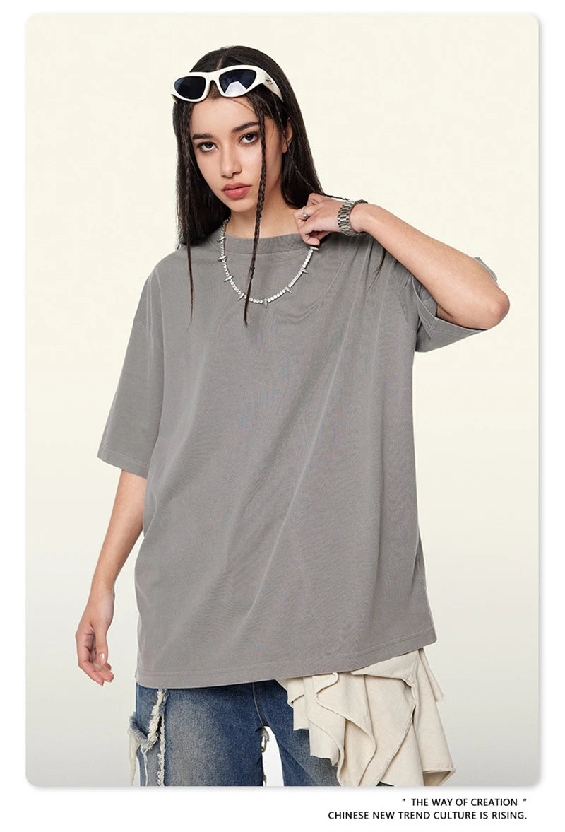 ZODF New Spring Summer 200gsm Washed Cotton T Shirts For Men Unisex Women Retro Casual Basic Solid T-Shirt Brand Tees HY0775