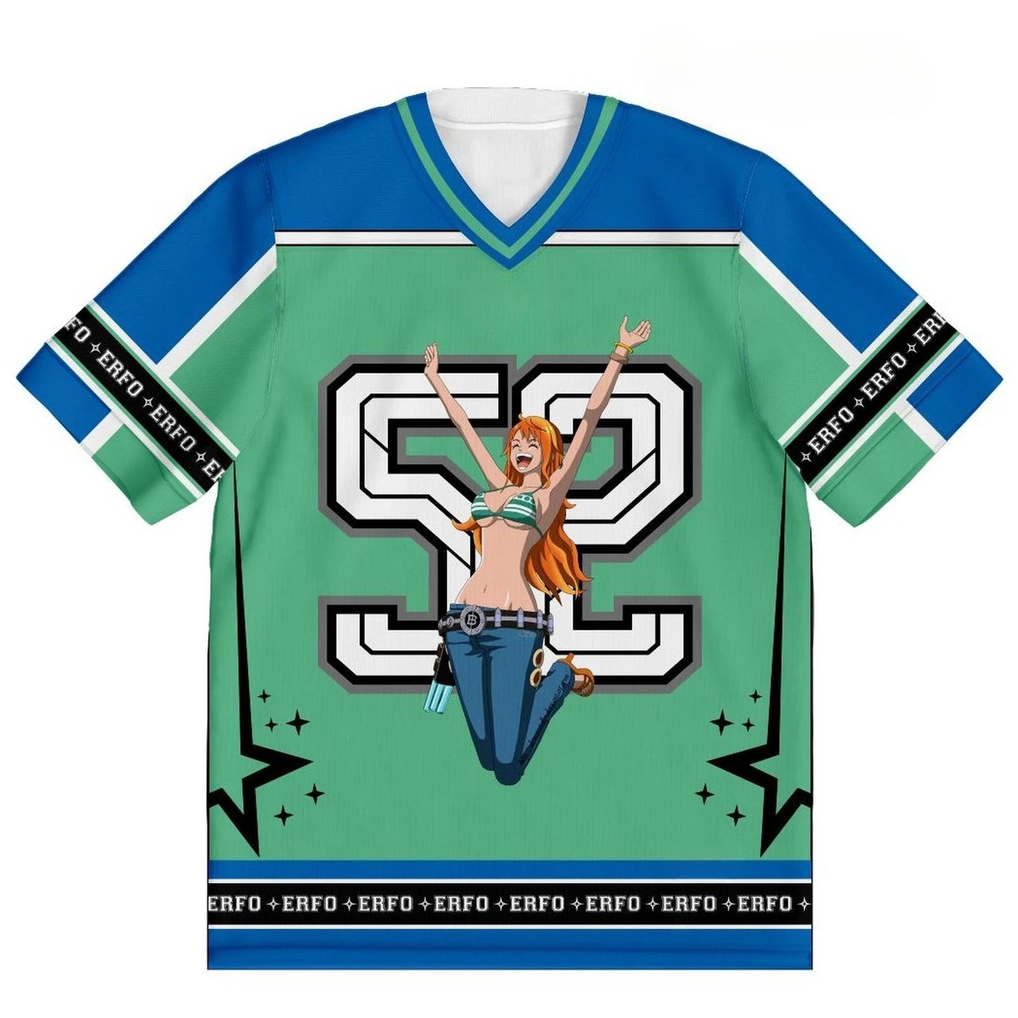 52 Jersey One Piece Nami Anime Y2k Korean Style Kpop Baseball Hockey T-shirt Fashion Streetwear Anime Daily Unisex Tops Tees