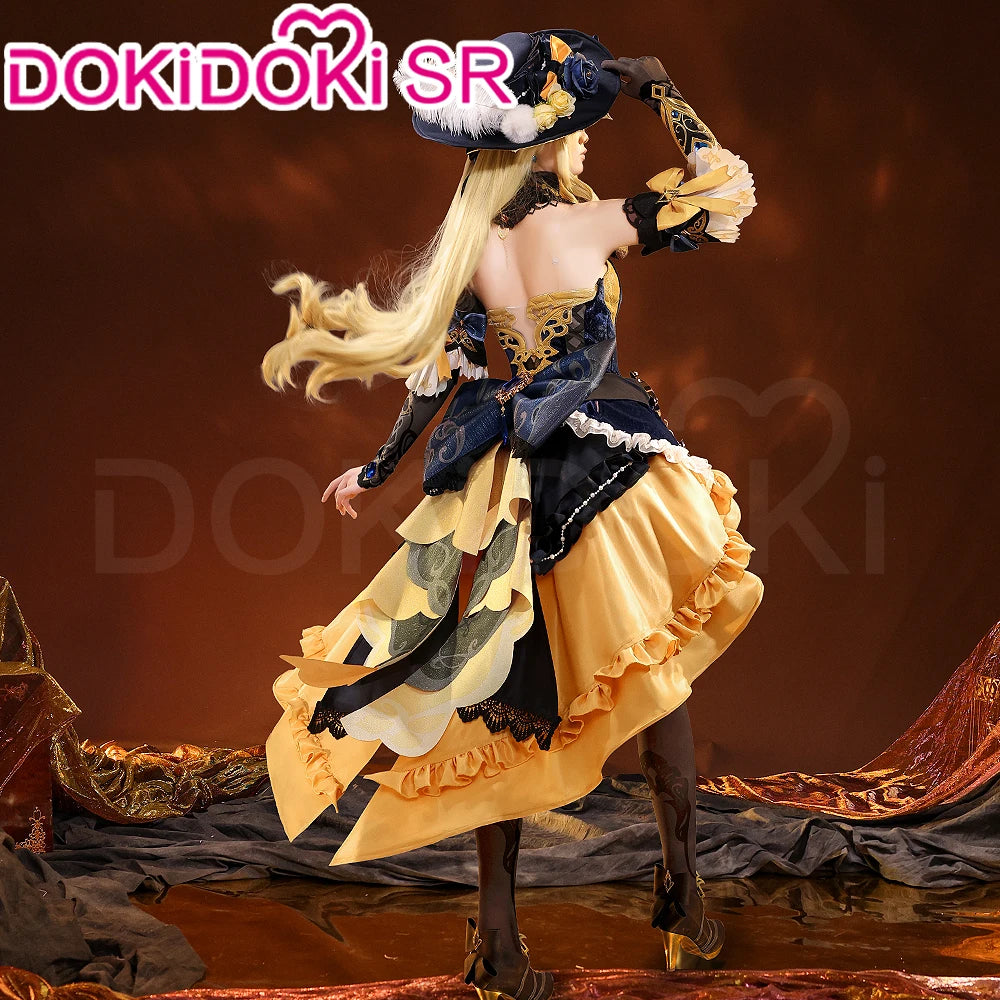 IN STOCK Navia Cosplay Costume Game Genshin Impact DokiDoki-SR Women Halloween Costume Metal Accessories Medieval Navia Wig