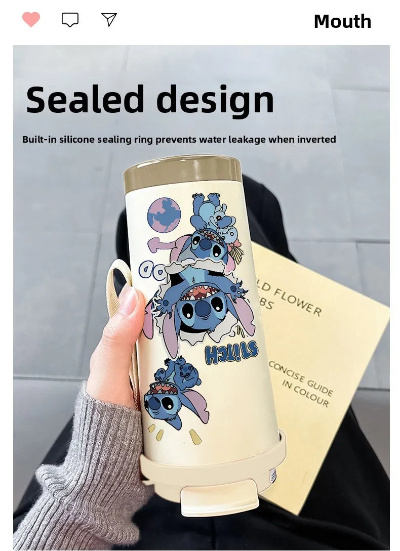 Disney Cup Anime Lilo & Stitch Water Bottle Water Cup Student Kid Anime Stitch Insulated Cup Stainless Steel Drinking Cups Gifts