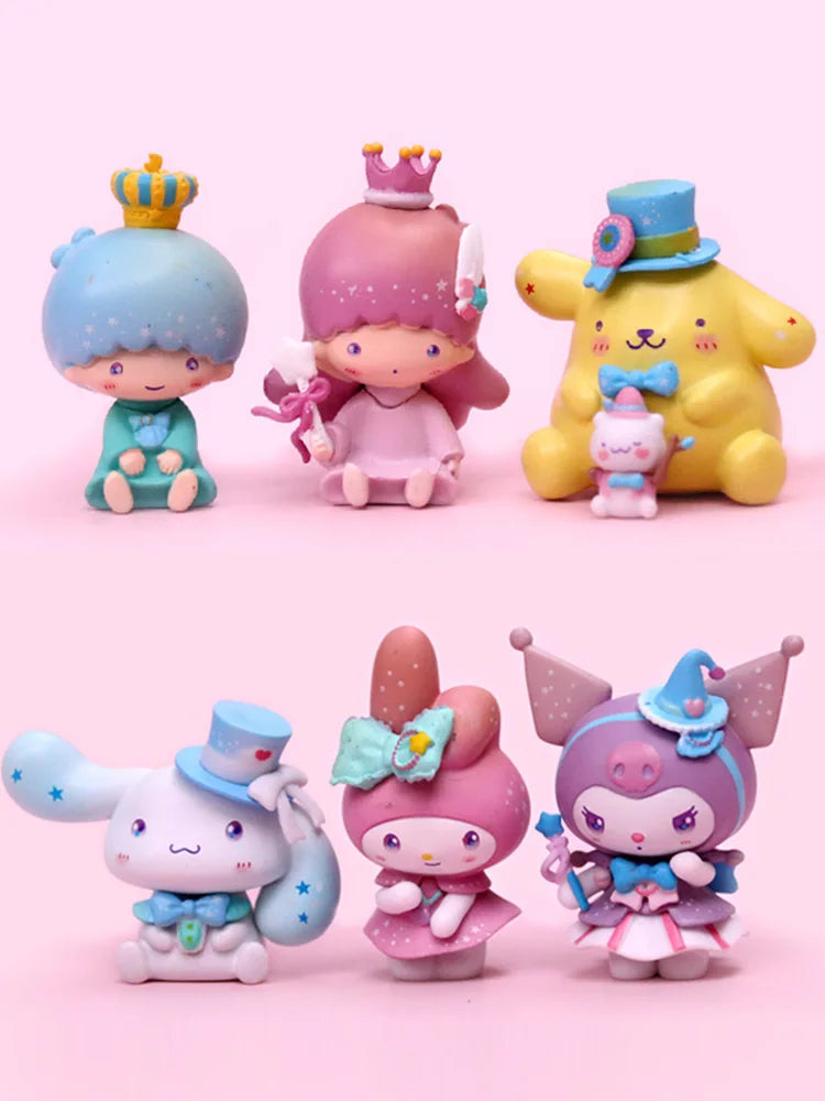 6Pcs/Set Sanrio Toys My Melody Kuromi Anime Figures Cinnamoroll Kawaii Doll Cute Action figure Christmas Gifts for Children
