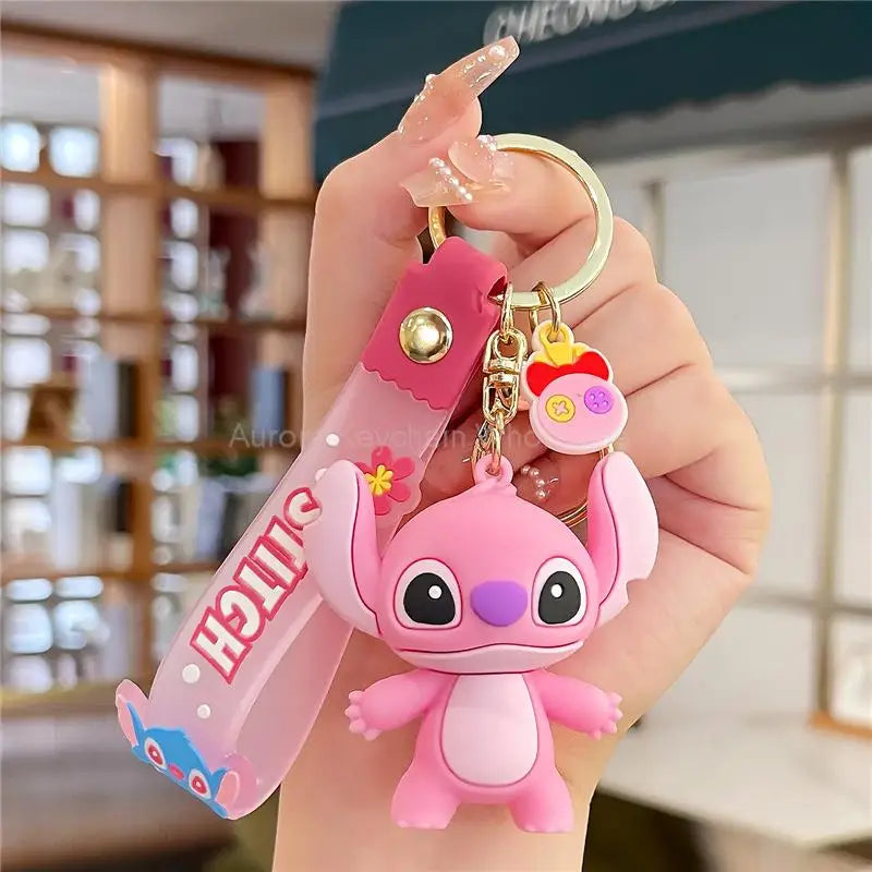 New Anime Disney Keychain Mickey Mouse Minnie Lilo & Stitch Cartoon Keyring Key Chain Car Pendant Kids Toys Gift Wholesale