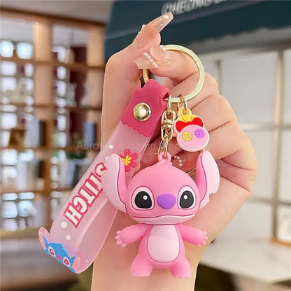 New Anime Disney Keychain Mickey Mouse Minnie Lilo & Stitch Cartoon Keyring Key Chain Car Pendant Kids Toys Gift Wholesale