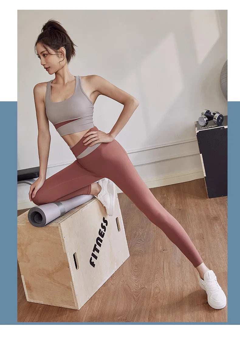 Two Piece Women’s Yoga Sportswear Set – Gym Leggings with Bra and Shorts for Fitness Workout