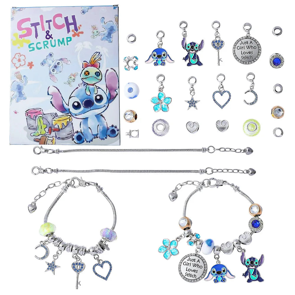 New Disney Stitch  24-Grid Christmas Countdown Calendar Blind Box - Alloy Bracelet Gift Set For Halloween & Xmas