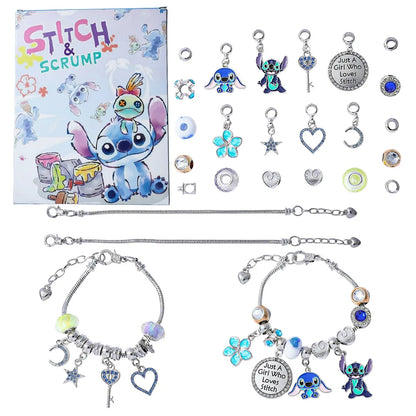 New Disney Stitch  24-Grid Christmas Countdown Calendar Blind Box - Alloy Bracelet Gift Set For Halloween & Xmas
