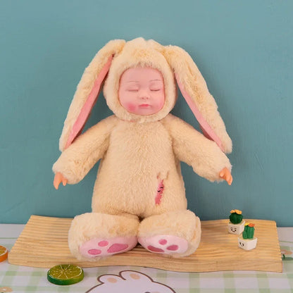 Lifelike Reborn Baby Dolls Soft Body Realistic Newborn Dolls Sleeping Girl Dolls Stuffed Toy Easter Stuffed Animal Bunny Rabbit