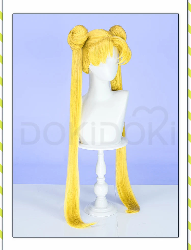 IN STOCK Chibii Usaa Tsukinoo Usagii Kinoo Makotoo Kaiouu Michiruu Wig Anime DokiDoki Cute Ponytail Hair Free Cap