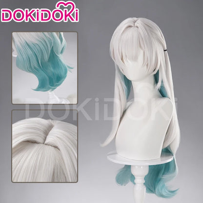 Firefly Wig Cosplay Game Honkai: Star Rail DokiDoki Women Silvery Blue Long Hair Firefly Cosplay Headdress Free Cap
