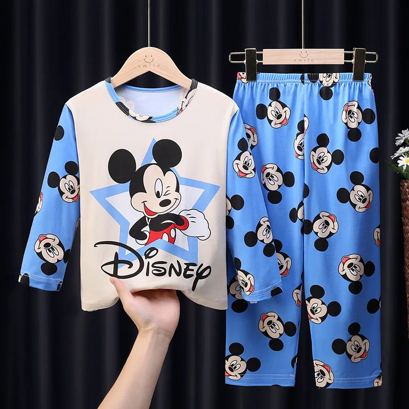 MINISO Disney Kids Pajamas Boys Pyjama Sets Long Sleeve Frozen Princess Elsa Winnie the Pooh Child Clothing Toddler Girl Pijamas