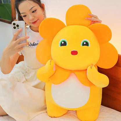 Kawaii Sunflower Nailong Plush Toy Cartoon Smile Dinosaur Silly Cute Stuffed Anime Sofa Pillow Room Decor for Kids Birthday Gift
