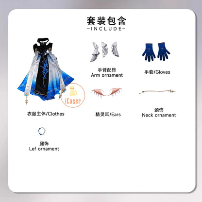 Wuthering Waves Fleurdelys Cosplay Costume Wig Uniform Cartethyia Elf Ears Rinascita Halloween Party for Women Girls Carnival