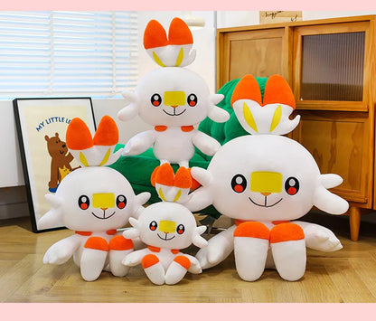 50/90cm Scorbunny Pokemon Large Plush Toys Anime Doll Cute Giant Pokémon Rabbit Cartoon Stuffed Plushie Pillow Gift for Kid Xmas