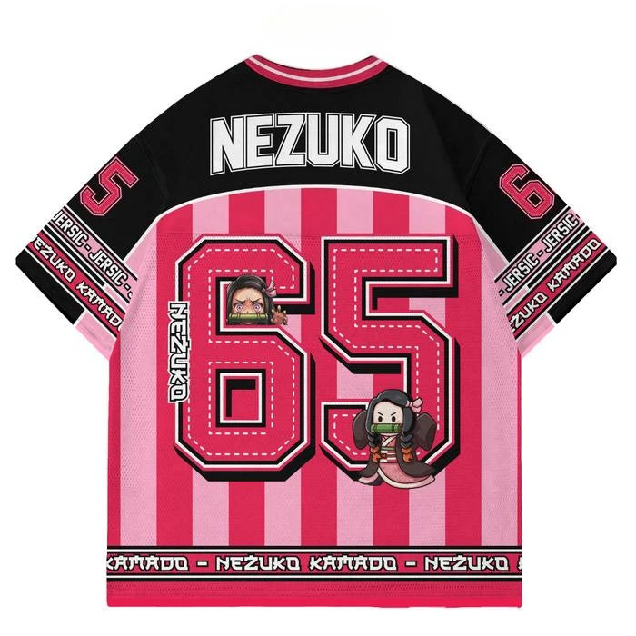 Demon Slayer Nezuko Kamado Anime Series Number 65 Jersey Oversize Kpop Baseball Hockey Outfit T-shirt Daily Unisex Tops Tees