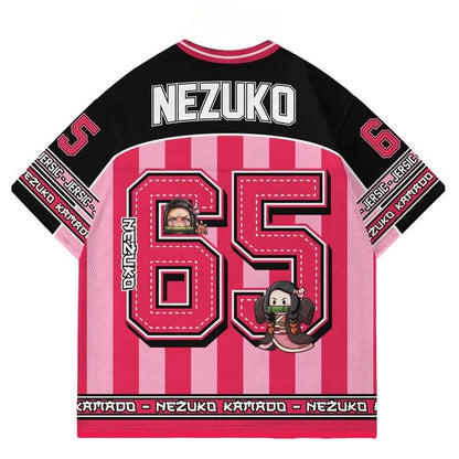 Demon Slayer Nezuko Kamado Anime Series Number 65 Jersey Oversize Kpop Baseball Hockey Outfit T-shirt Daily Unisex Tops Tees