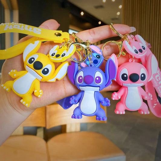 Disney Stitch Keychain Cartoon Cute Lilo & Stitch Keyrings,Durable Anime Keychains for Women Men Kids,Multi-Color Gift Ornaments