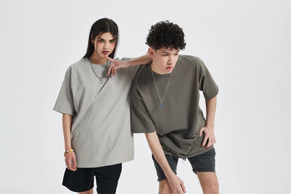 ZODF Fashion Spring Summer Washed Solid T Shirts For Men Loose Unisex 310gsm Cotton Heavy Weight T-Shirt Brand Tops HY0064