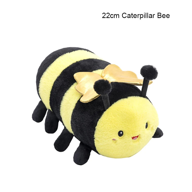 ZU Cute Flower Face Honey Bee Plush Toy Lovely Shark & Bee Caterpillar Ladybug Stuffed Soft Dolls Gift for Girl Boy Home Decor