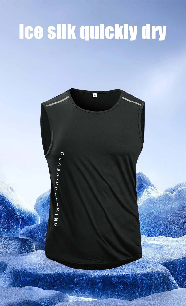 Chrlck Men’s Quick Drying Running Vest Breathable Mesh Sleeveless Gym Fitness Tank Top