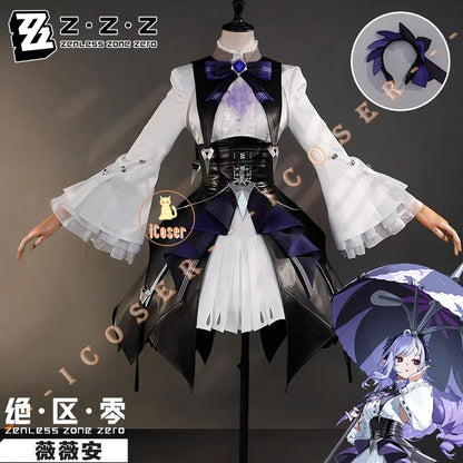 iCoser Zenless Zone Zero Vivian Cosplay Costume Dress Uniform Headwear Mockingbird Metal Props Halloween Party Women Carnival