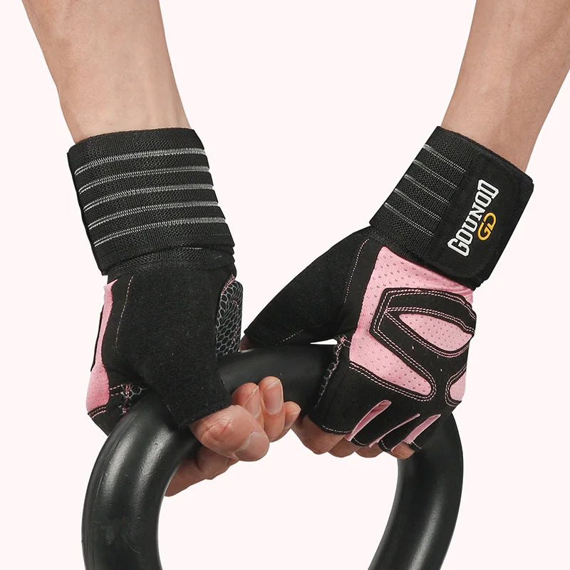 Gounod Weightlifting Gloves with Wristband Support – Breathable Anti-Slip Gym for Bodybuilding Powerlifting and Fitness