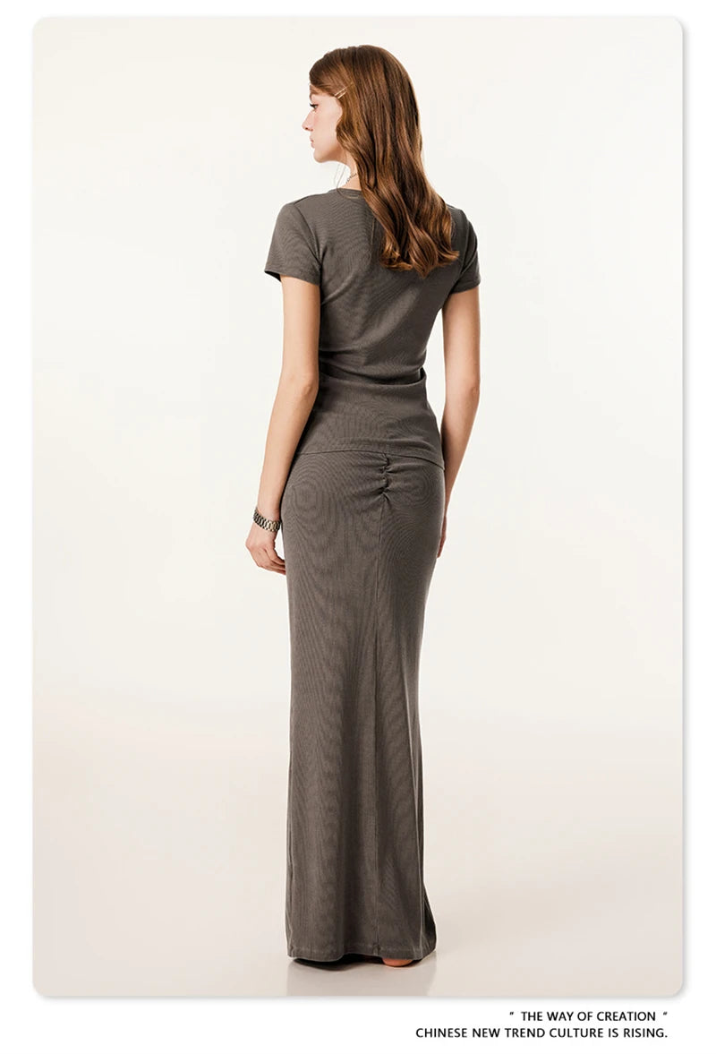 ZODF Women Retro 2025 Summer 275gsm U Collar Washed T-Shirts Hotsweet Girls Sexy Slim Fit T Shirt Brand Tees HY0992