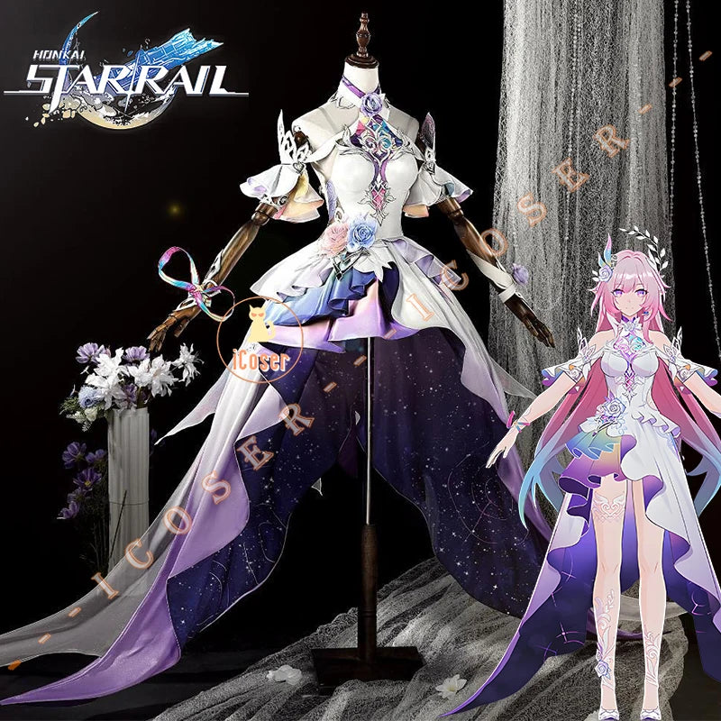 Honkai Star Rail Cyrene Cosplay Costume Wig Dress Headwear New Skin Outfit Elysia Amphoreus Carnival Halloween for Women Girls