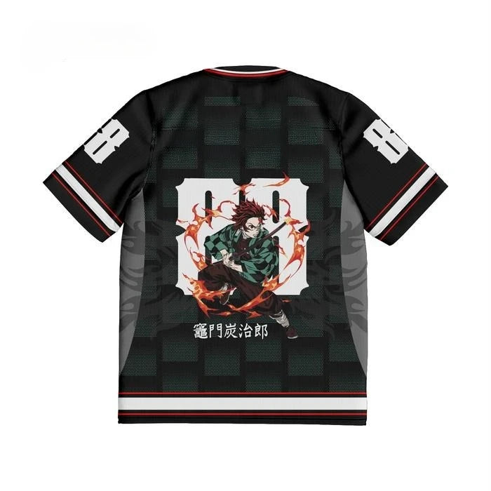 Demon Slayer Tanjiro Kamado Anime Series Number 88 Jersey Oversize Kpop Baseball Hockey Outfit T-shirt Daily Unisex Tops Tees