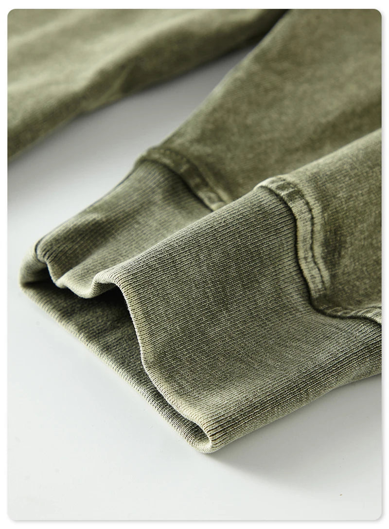 ZODF Retro 2025 Men Autumn Batik Washed T Shirt Unisex Oversized Basic Long Sleeve Solid 270gsm Cotton T-Shirts Tees HY0641