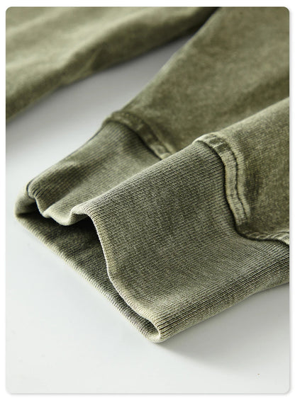 ZODF Retro 2025 Men Autumn Batik Washed T Shirt Unisex Oversized Basic Long Sleeve Solid 270gsm Cotton T-Shirts Tees HY0641