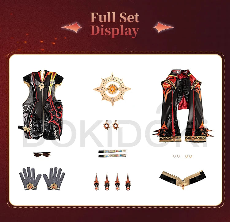 IN STOCK Mavuika Cosplay Costume Game Genshin Impact Cosplay【XS-2XL】DokiDoki-R Pyro Archon Mavuika Women Black Costume Plus Size