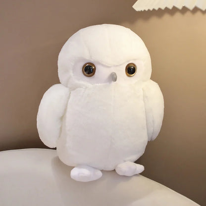 Couple Owl Plush Toy Stuffed Animals White Brown Vulture Plushie Round Ball Shape Nap Sleep Throw Pillow for Kids Birthday Gift