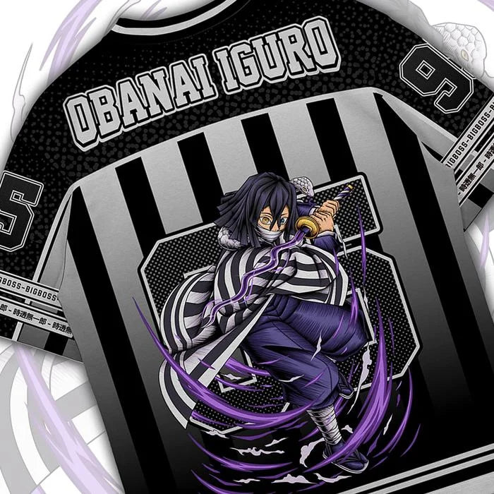 95 Jersey Demon Slayer Obanai Iguro Anime Series Jersey Korean Style Kpop Baseball Hockey Oversize T-shirt Daily Unisex Tops Tee