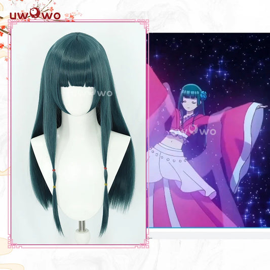 IN STOCK UWOWO Maomao Wig Anime The Apothecaryy Diaries Maomao Dance Dress Cosplay Wig Long Dark Green Wig 80CM