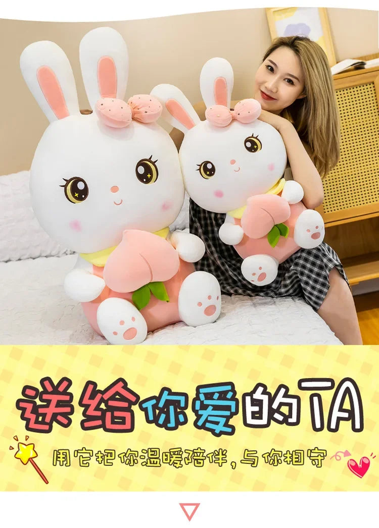 50/65/80cm Cute Peach Rabbit Plush Toy Pillow Kawaii Stuffed Soft Animal Bunny Doll Baby Kids Toy Birthday Gift Present for Girl