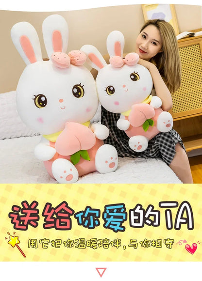 50/65/80cm Cute Peach Rabbit Plush Toy Pillow Kawaii Stuffed Soft Animal Bunny Doll Baby Kids Toy Birthday Gift Present for Girl