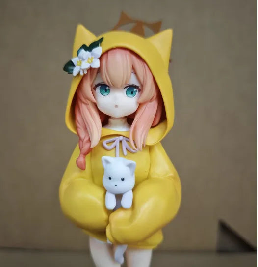 New Blue Archive Iroha Marie Figure Cat Ear Hoodie Anime Girl PVC Model Desktop Decoration Collectible Cute Toy Fans Gift 19cm