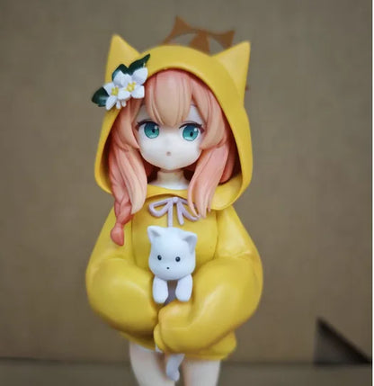 New Blue Archive Iroha Marie Figure Cat Ear Hoodie Anime Girl PVC Model Desktop Decoration Collectible Cute Toy Fans Gift 19cm