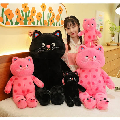 Cute Polka Dot Cat Plushie Doll Internet Famous Plush Toy Cat Doll Pillow Cushion for Girls Sleeping Gift Charming Skin-Friendly