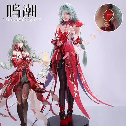 Wuthering Waves Phrolova Cosplay Costume Wig Dress Headwear Earrings Fractsidus Halloween Party for Women Girls Accessory Props